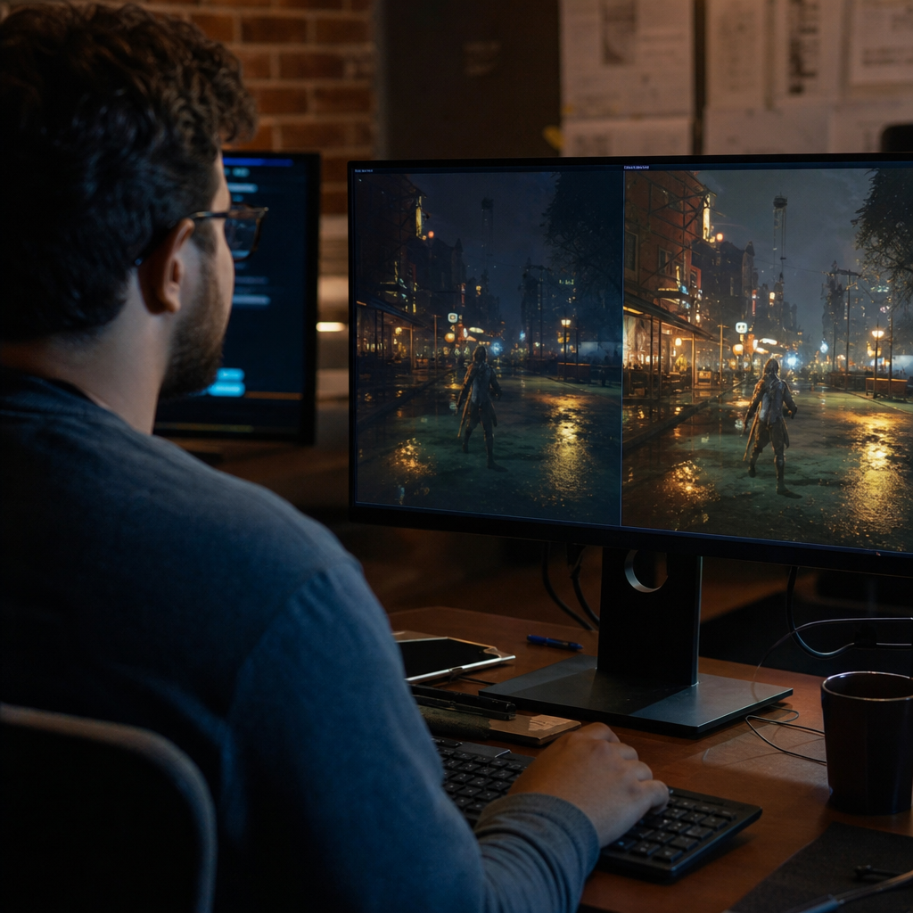 Como a Tecnologia NVIDIA DLSS 5 Transforma o Mercado de Trabalho na Indústria de Jogos - Representação gráfica do DLSS 5 em ação
